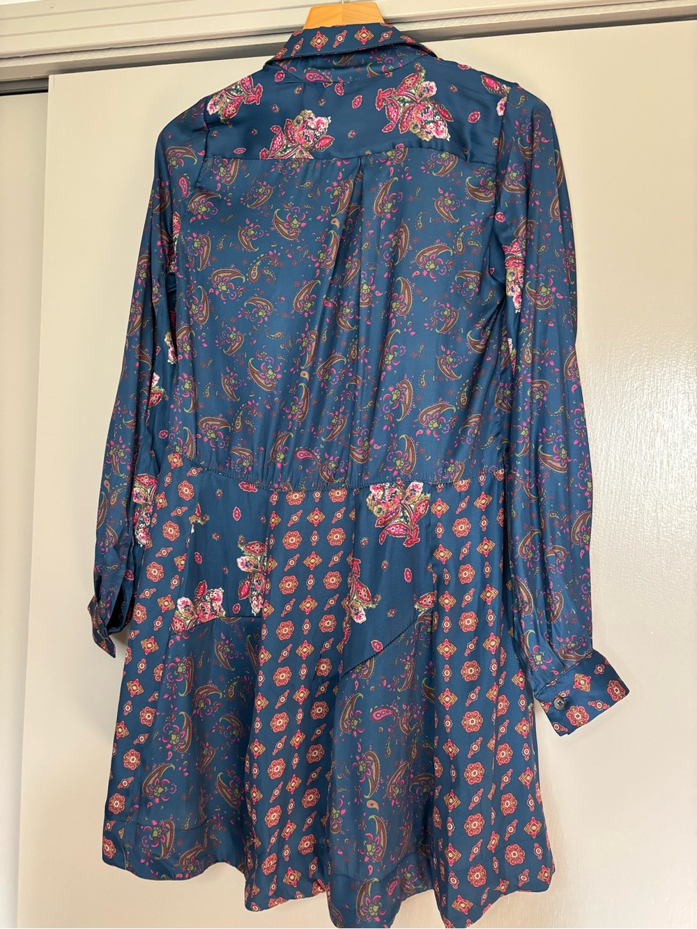 NWT Free People Paisley Button-Front Mini Dress with Pink Accents size XS - Picture 7 of 10